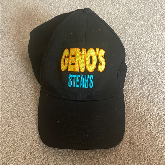 Vintage Black Philadelphia Philly Cheesesteak Icon Geno's Steaks Baseball Cap - Picture 1 of 3